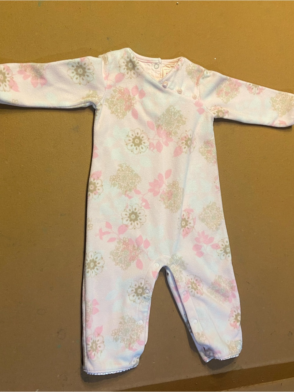 Soft Floral Pink Baby One-Piece Sleeper
